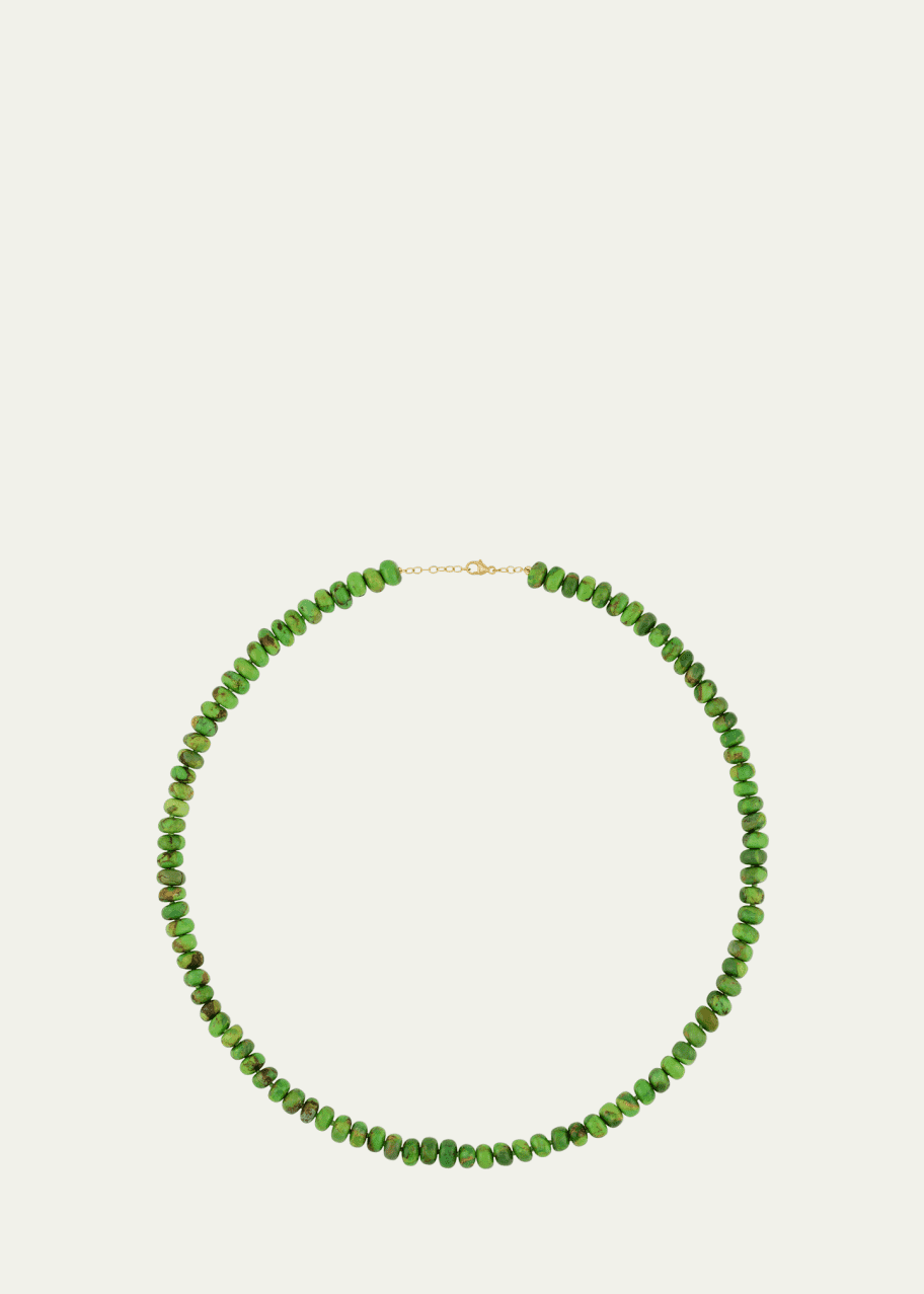 Image 1 of 1: Nevada Kingman Green Turquoise Necklace in 14K Yellow Gold