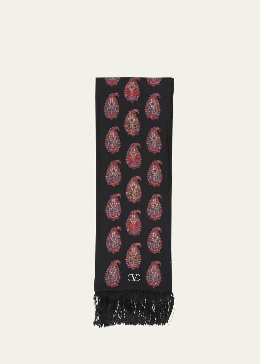 Valentino Garavani Paisley Twill Fringe Scarf - Bergdorf Goodman