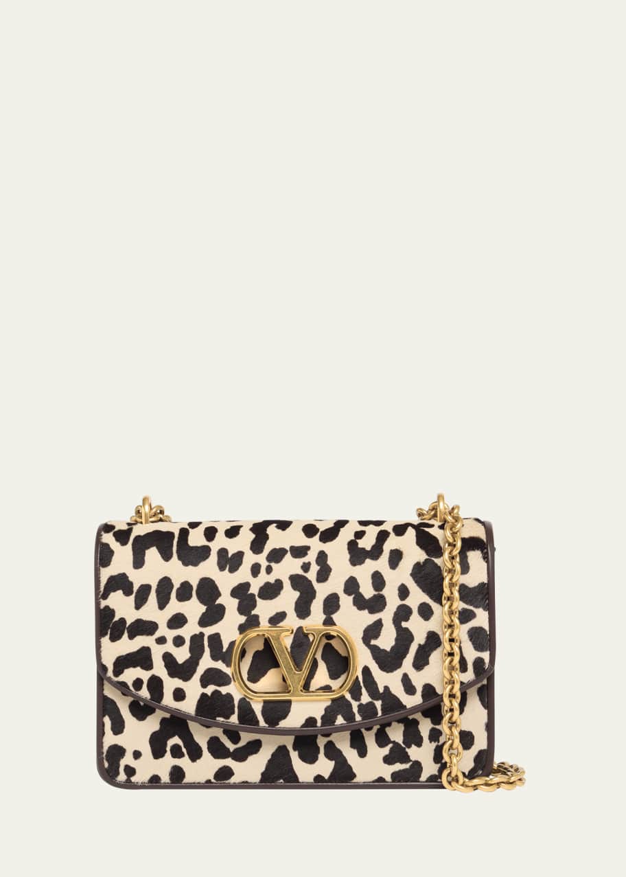 Image 1 of 1: Vain Leopard-Print Calf Hair Shoulder Bag