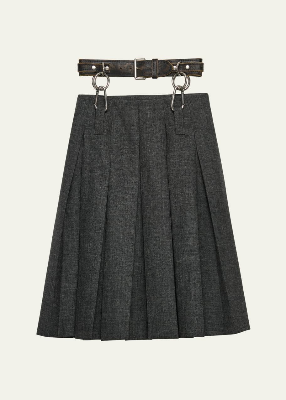 スカート Prada Leather Pleated Skirt 38 Prada Pleated Leather Midi Skirt | Black | FARFETCH