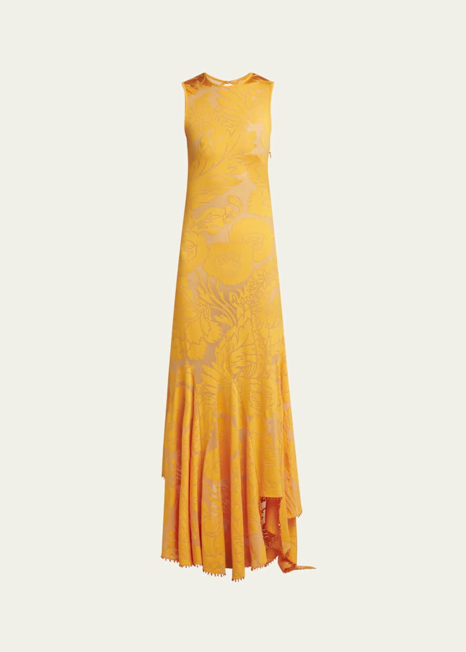 Image 1 of 1: Floral Burnout Backless Stretch Jersey Dress