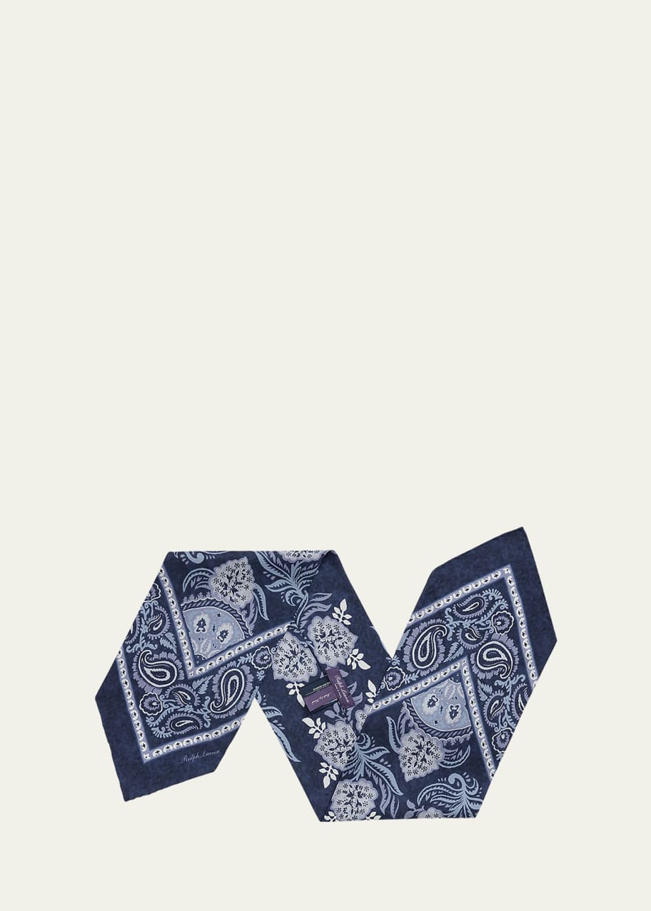 Image 1 of 1: Men's Paisley Silk Habotai Neckerchief