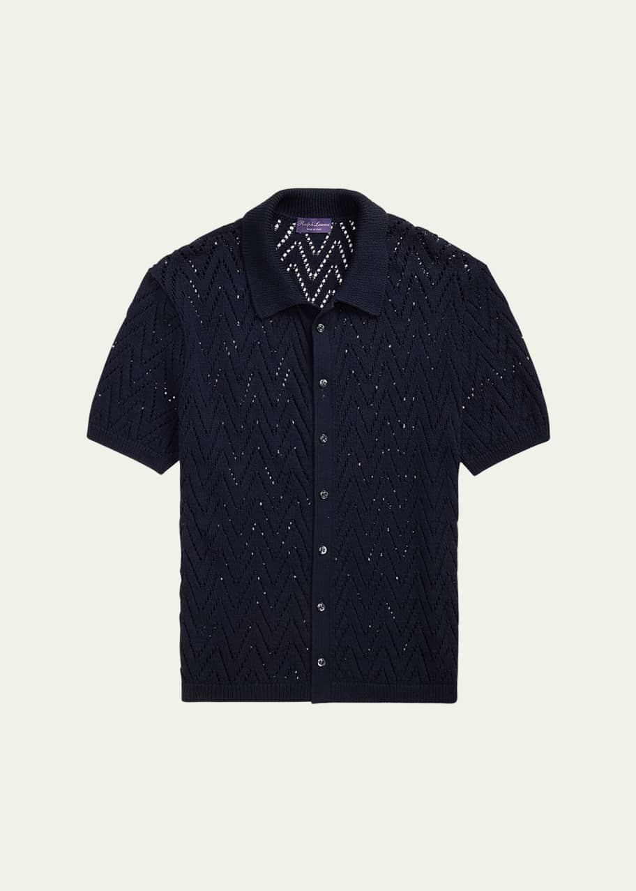 Image 1 of 1: Men's Textured Short-Sleeve Cardigan