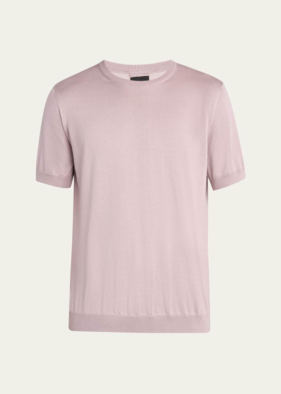 Image 1 of 1: Men's Silk and Cotton Short-Sleeve Crewneck Sweater