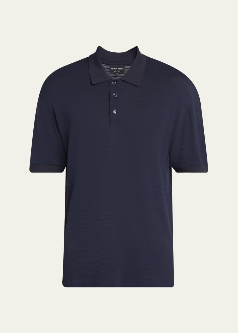 Image 1 of 1: Men's Striped Stitch Polo Shirt