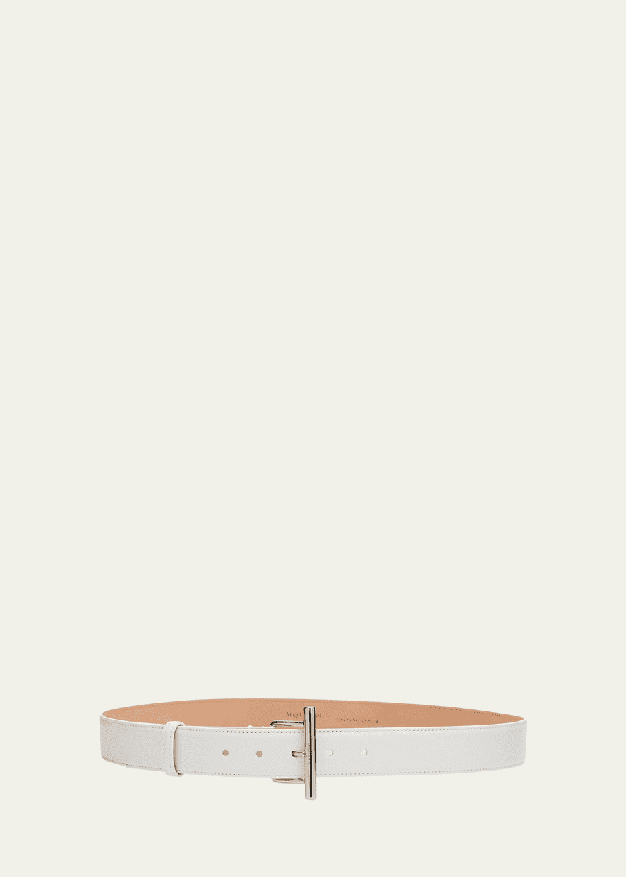 Image 1 of 1: T-Bar Skinny Leather Belt