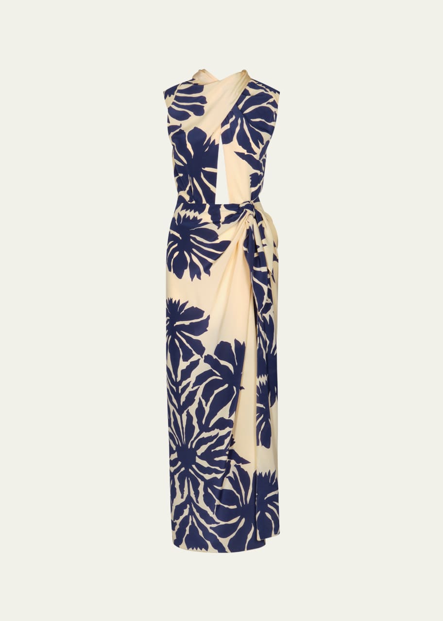 Image 1 of 1: City Wonders Printed Cutout Ankle Dress