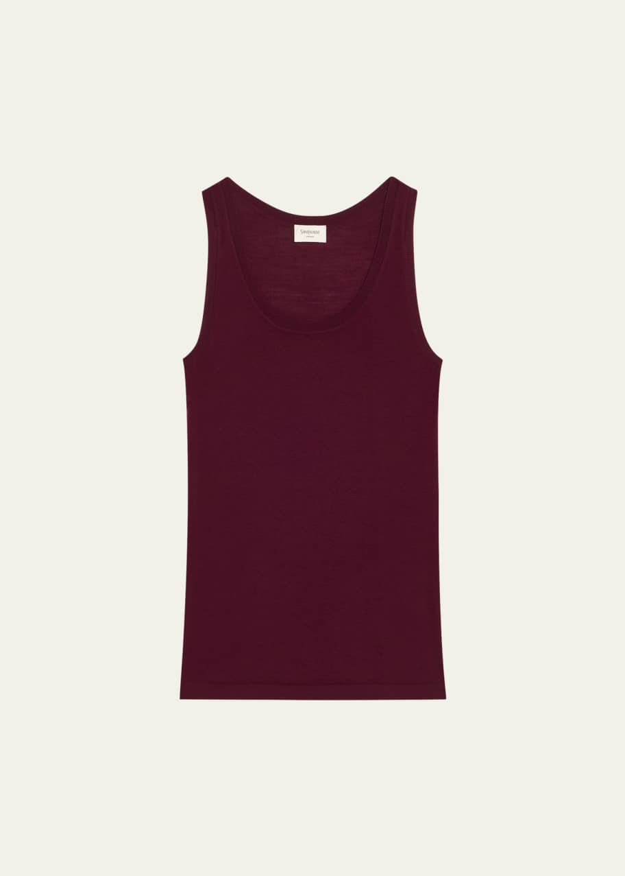 Image 1 of 1: U-Neck Silk Tank Top