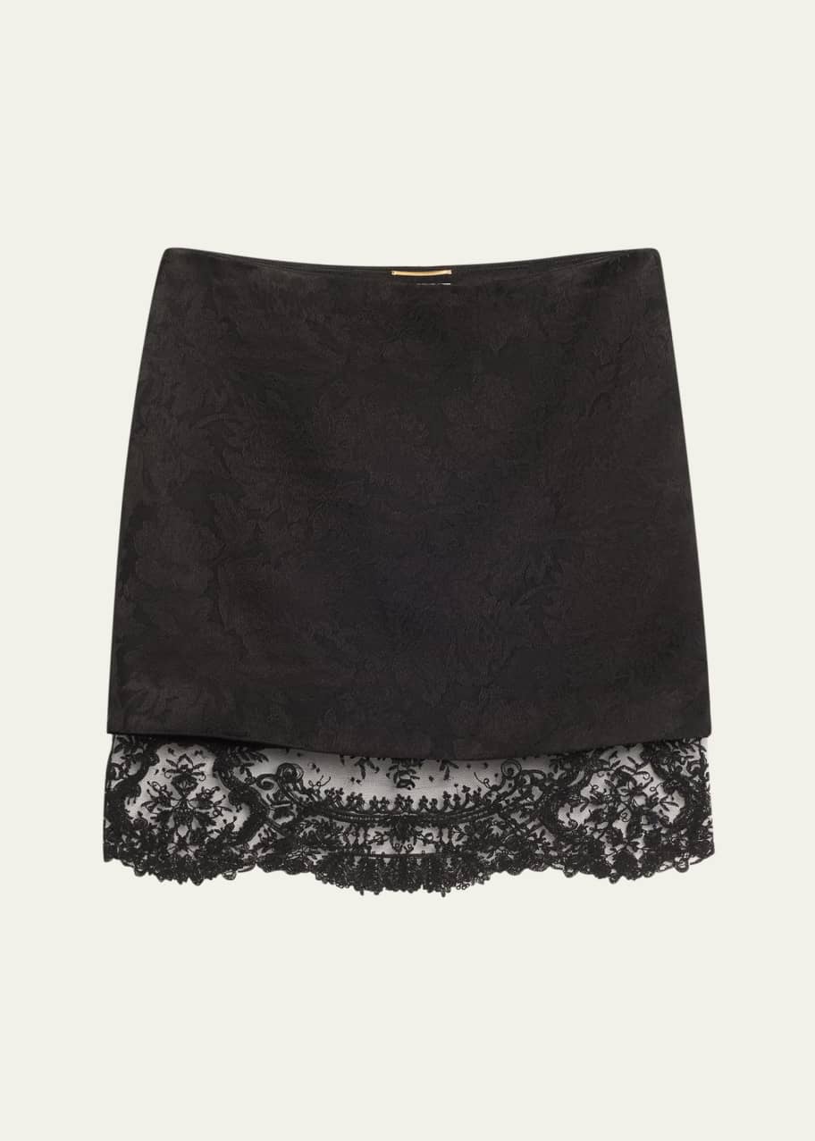 Image 1 of 1: Jacquard Lace Hem Mini Skirt