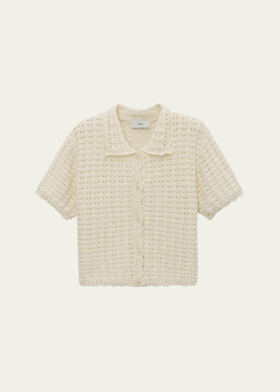 Image 1 of 1: Short-Sleeve Crochet Cardigan