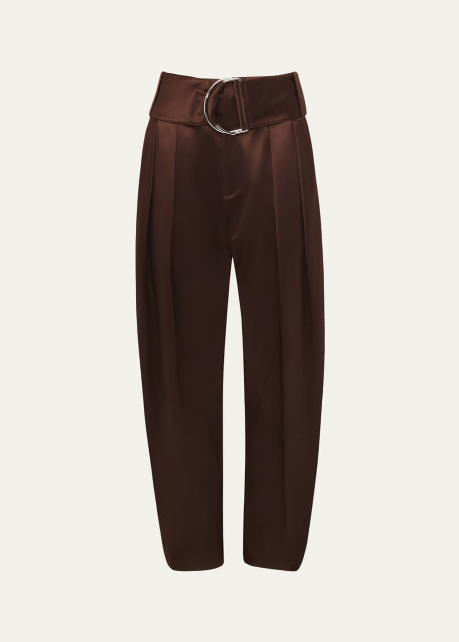 Image 1 of 1: Pleated D-Ring Satin Trousers