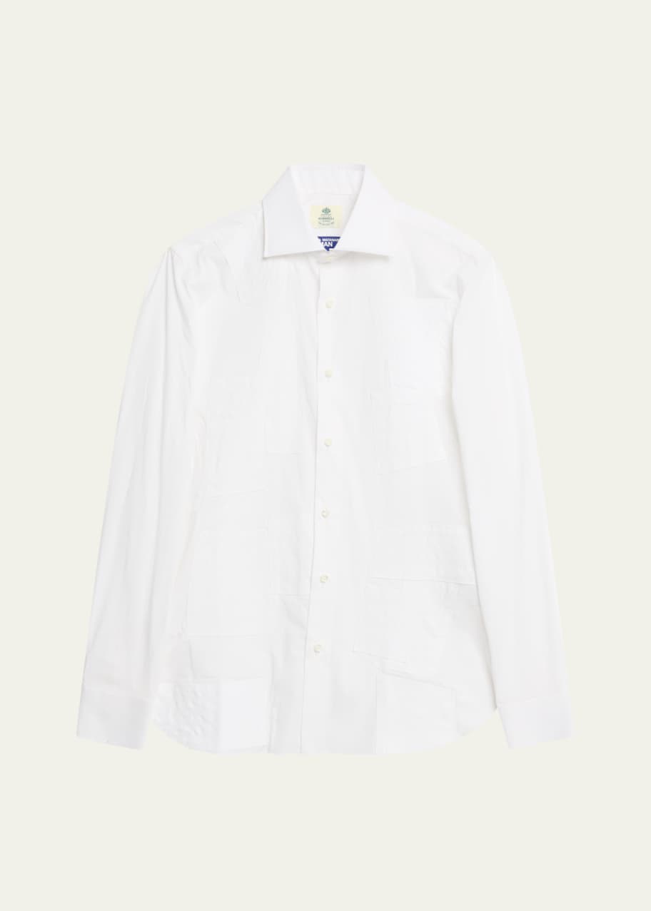 Image 1 of 1: Men's Poplin Tonal Patchwork Sport Shirt