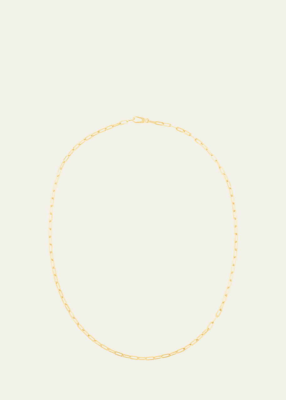 Image 1 of 1: Lien Or 18K Yellow Gold Small Rectangular Link Chain Necklace with Square Section, Short