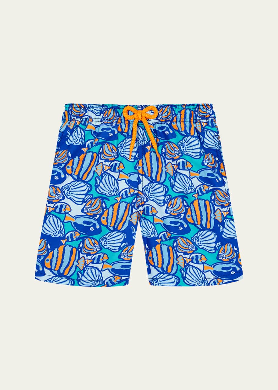 Image 1 of 1: Boy's Fishy Vibes Swim Trunks, Size 2-14