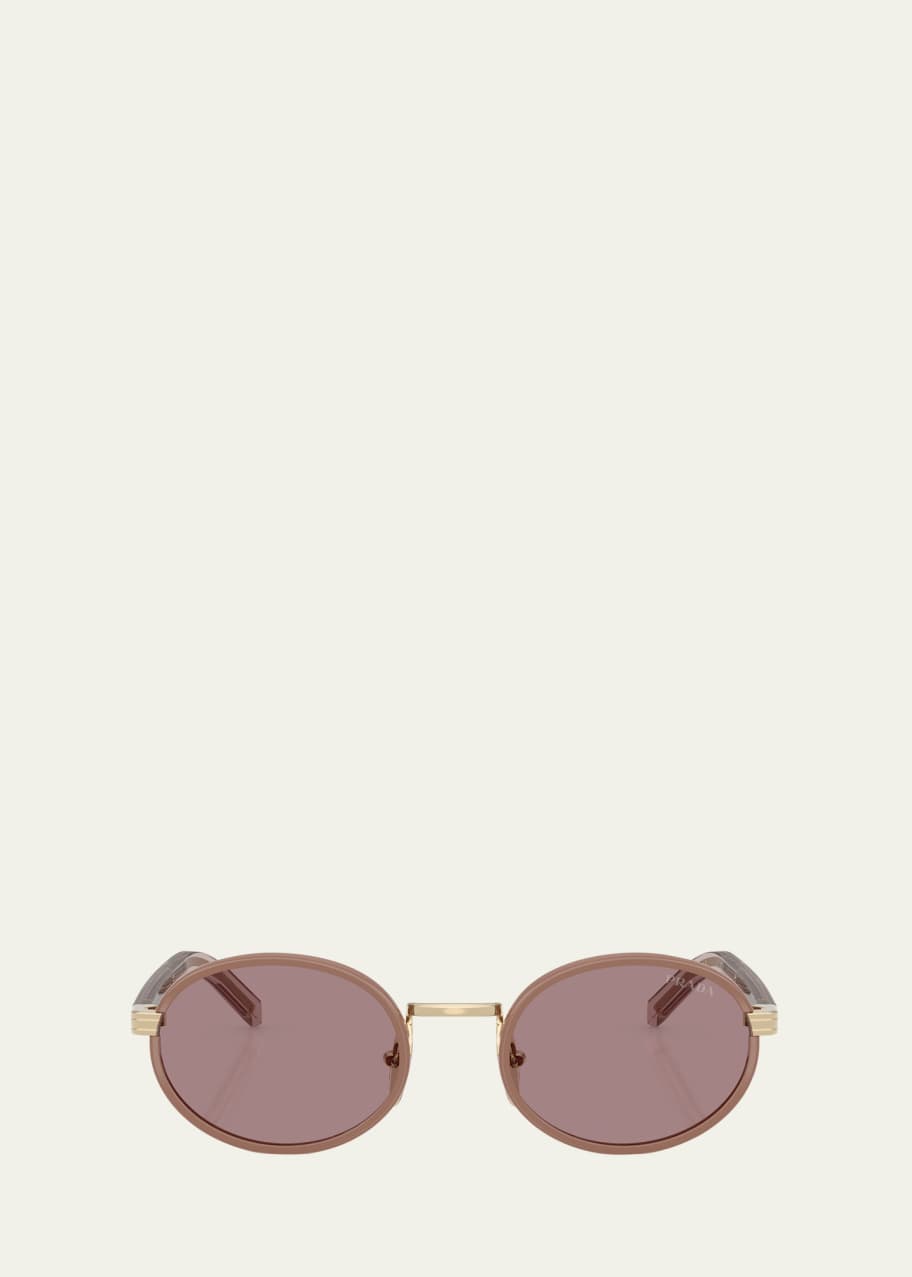 Image 1 of 1: 0PR B56S Steel Oval Sunglasses