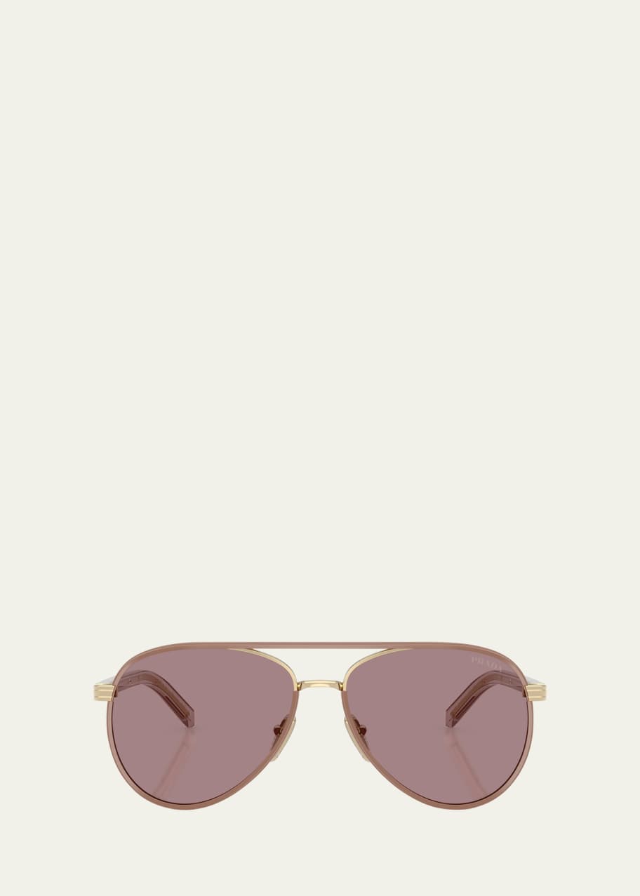 Image 1 of 1: 0PR B57S Steel Aviator Sunglasses