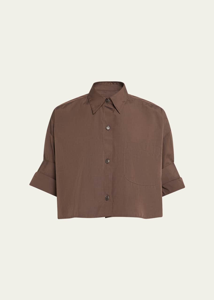 Image 1 of 1: Next Ex Cropped Button-Front Shirt