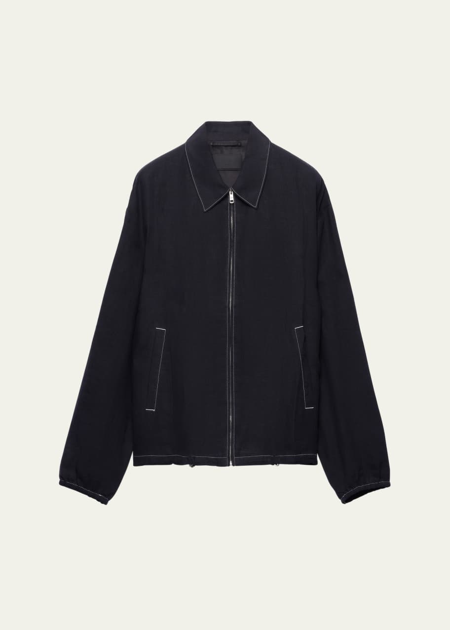 Prada Men's Linen Zip Jacket - Bergdorf Goodman