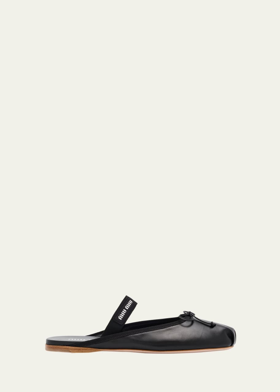 MIU MIU Leather Mules 37 1/2 24〜24.5 Miu Miu Leather Mary Jane Ballerina Mules - Bergdorf Goodman