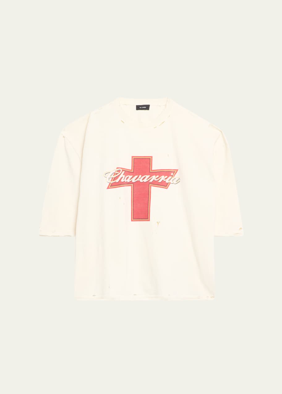 Image 1 of 1: Men's Budweiserria Buffalo Destroyed Cropped T-Shirt