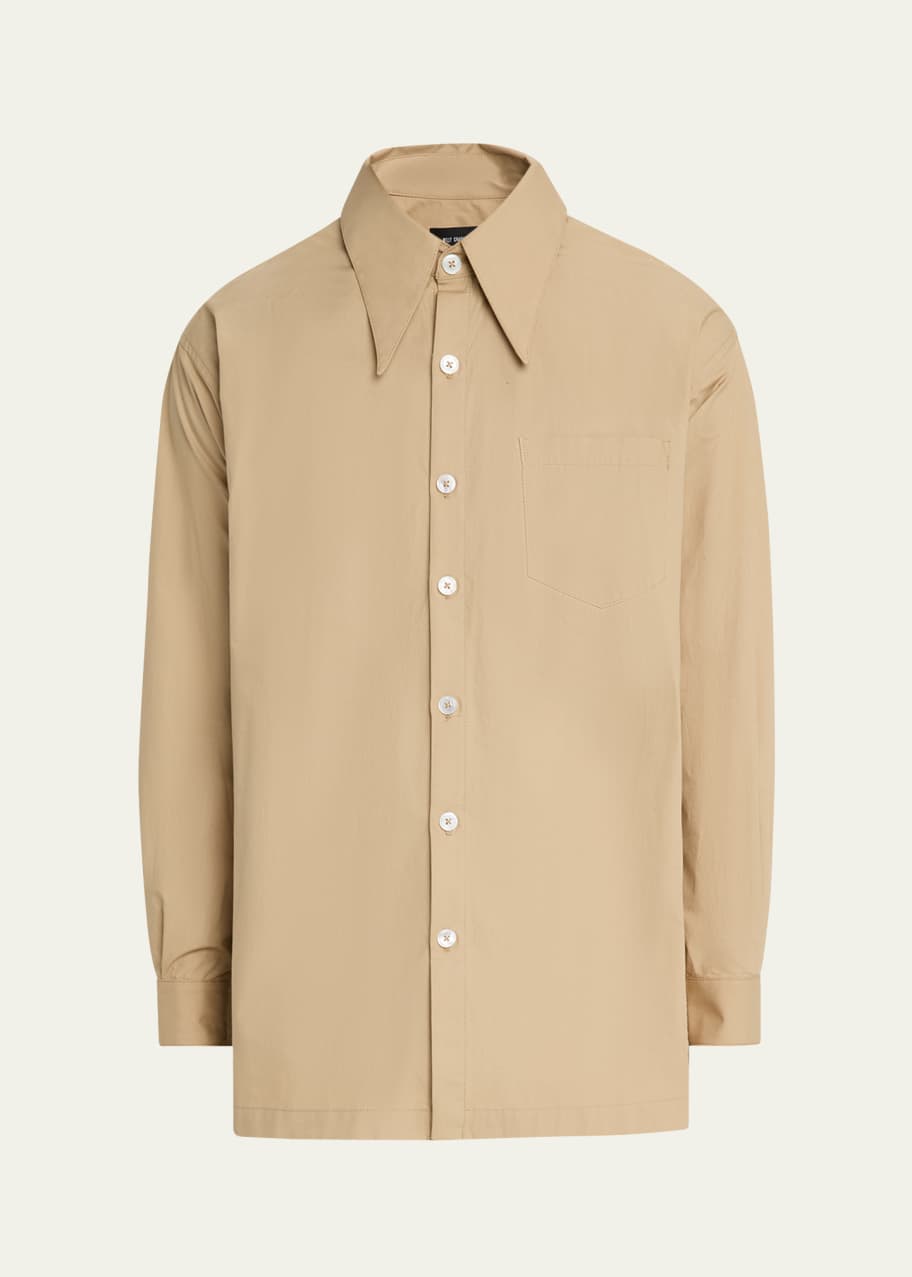 Image 1 of 1: Men's Cotton Oversized-Collar Dress Shirt