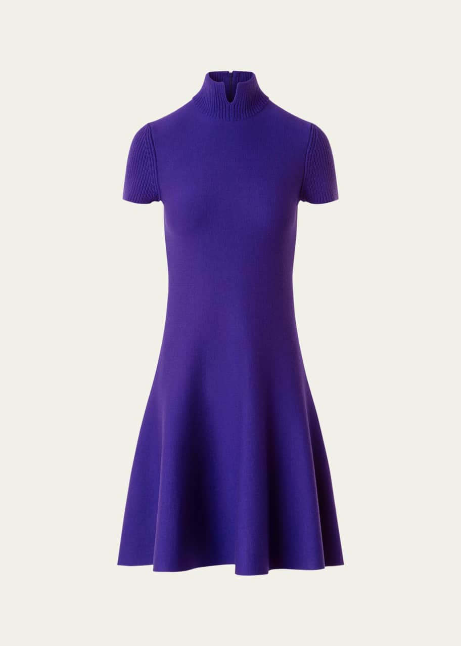 Image 1 of 1: Short-Sleeve Milano Knit Fit-And-Flare Mini Dress