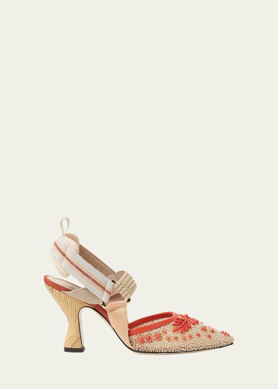 Fendi Colibri Beaded Mesh Sporty Slingback Pumps - Bergdorf Goodman