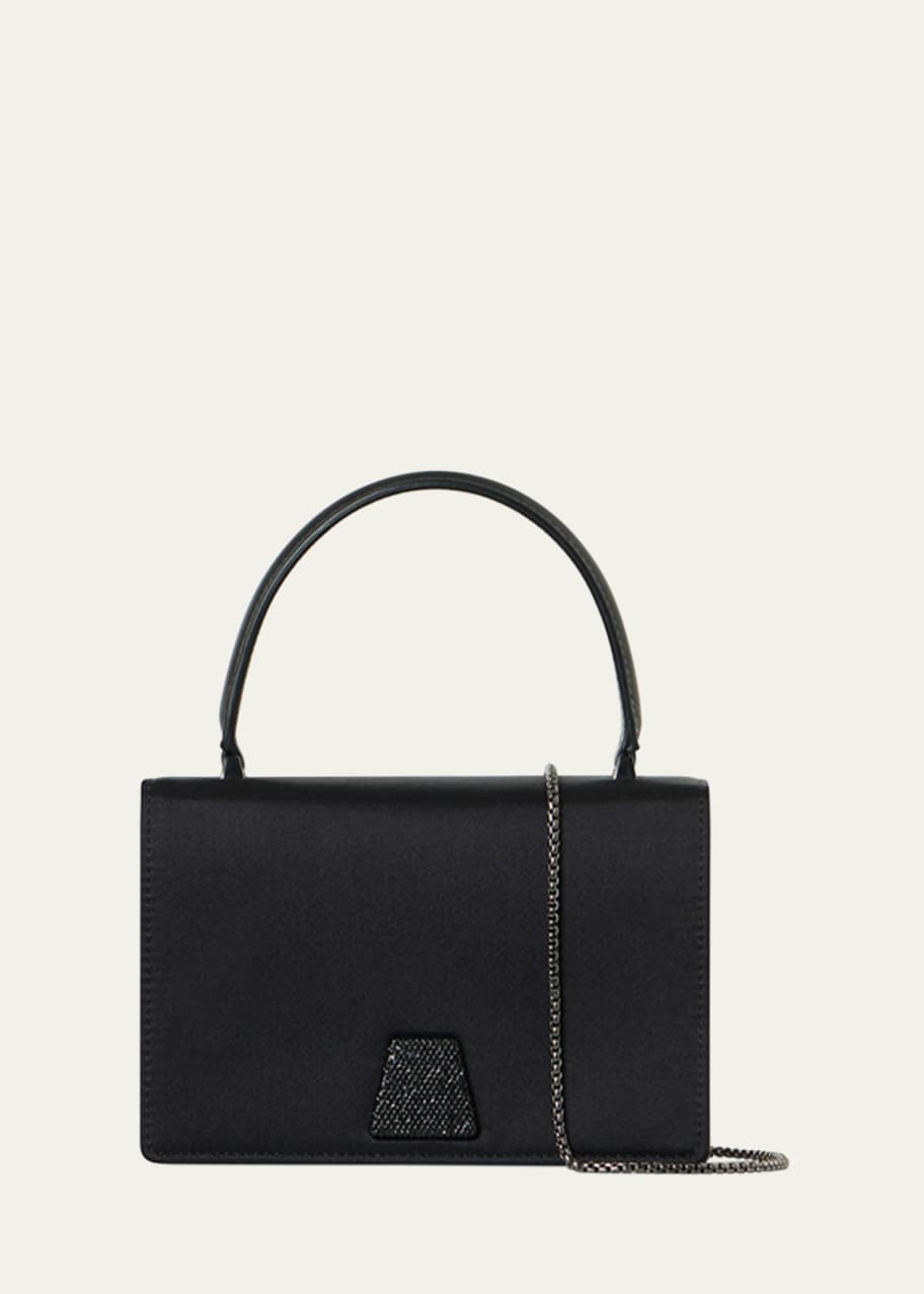 Image 1 of 1: Alice Crystal Trapezoid Satin Micro Top-Handle Bag