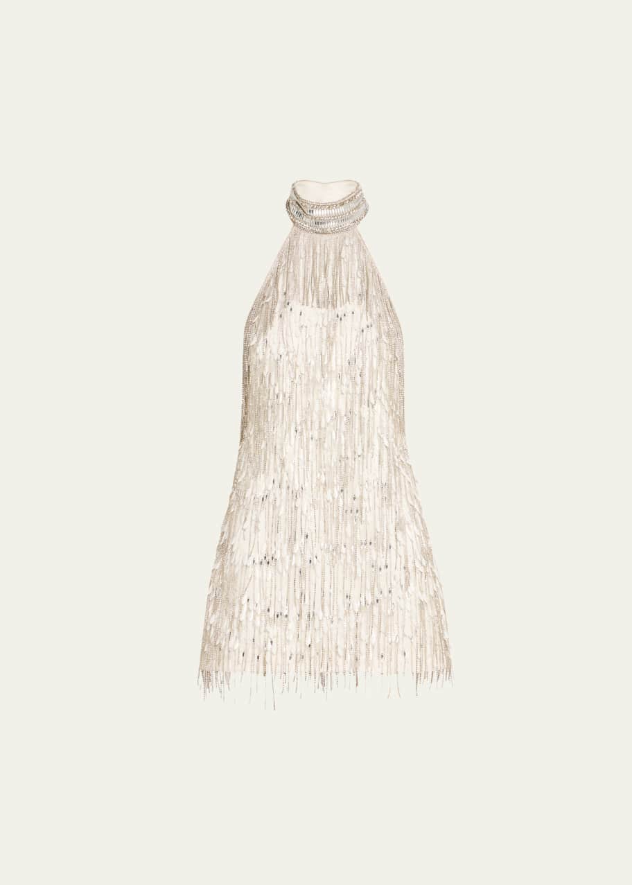 Image 1 of 1: Tori Crystal Fringe Mini Dress