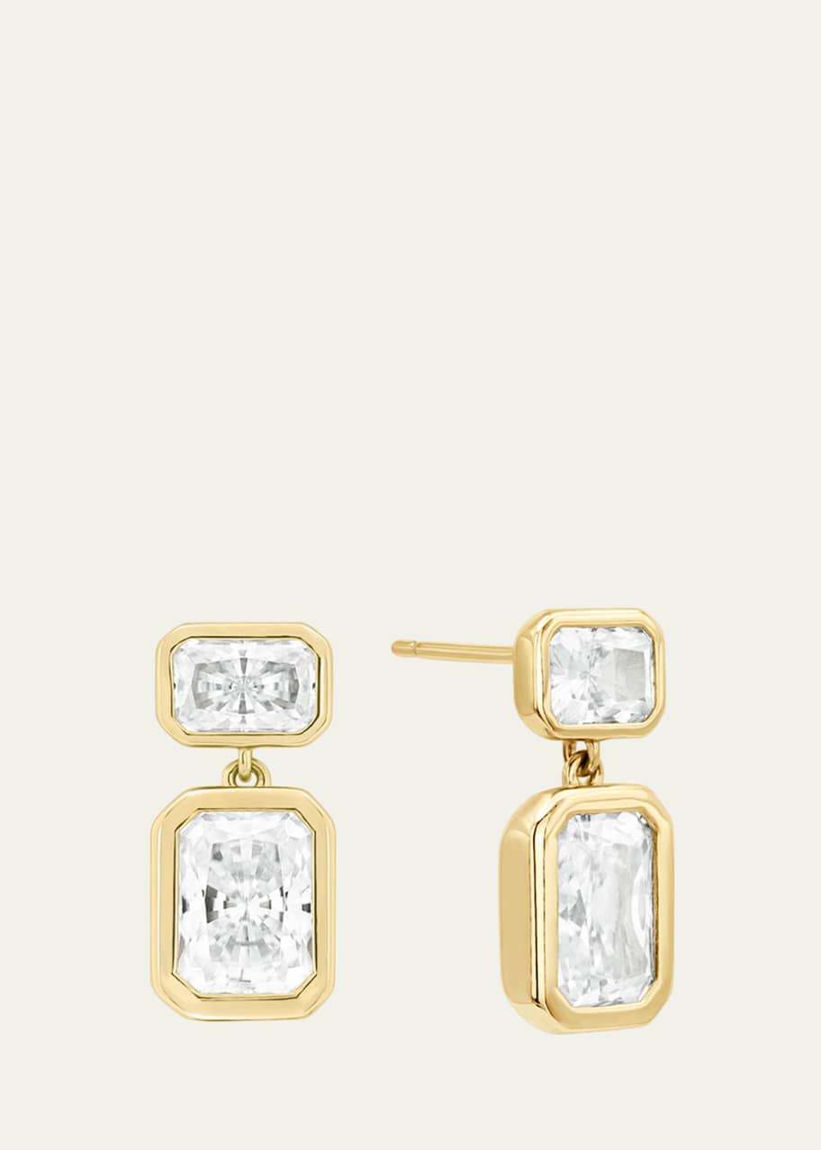 Image 1 of 1: Emerald Baguette Cubic Zirconia Drop Earrings