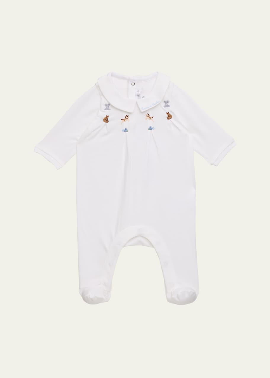 Image 1 of 1: Girl's Embroidered Footie Pajamas, Size Newborn-4