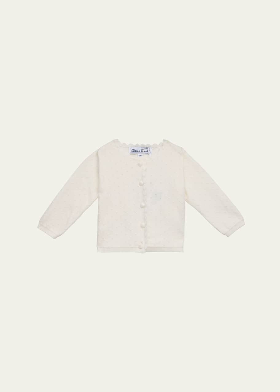 Image 1 of 1: Girl's Scallop Knit Cardigan, Size 3M-4