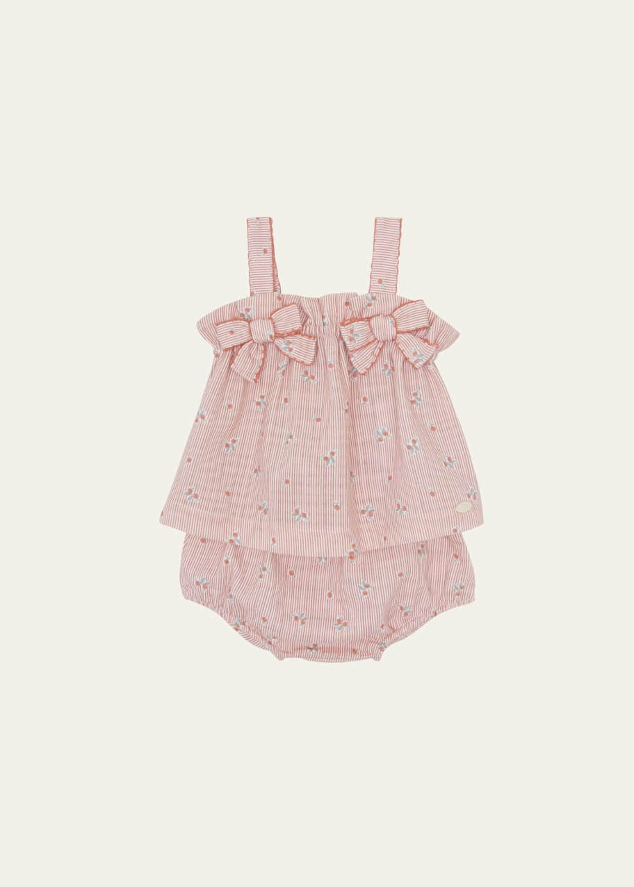 Image 1 of 1: Girl's Striped Top & Bloomers Set, Size 3M-2