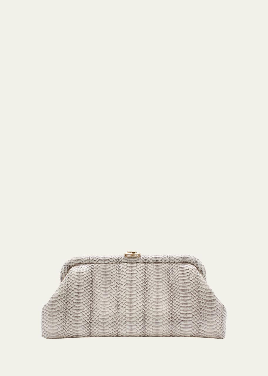 Jimmy Choo Skylar Snake-Print Leather Clutch Bag with JC Clasp
