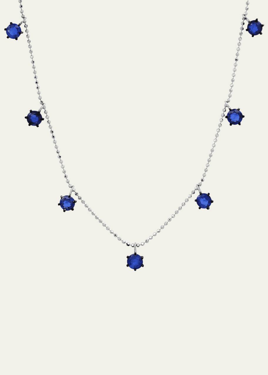 Image 1 of 1: 18K White Gold Floating Blue Sapphire Necklace