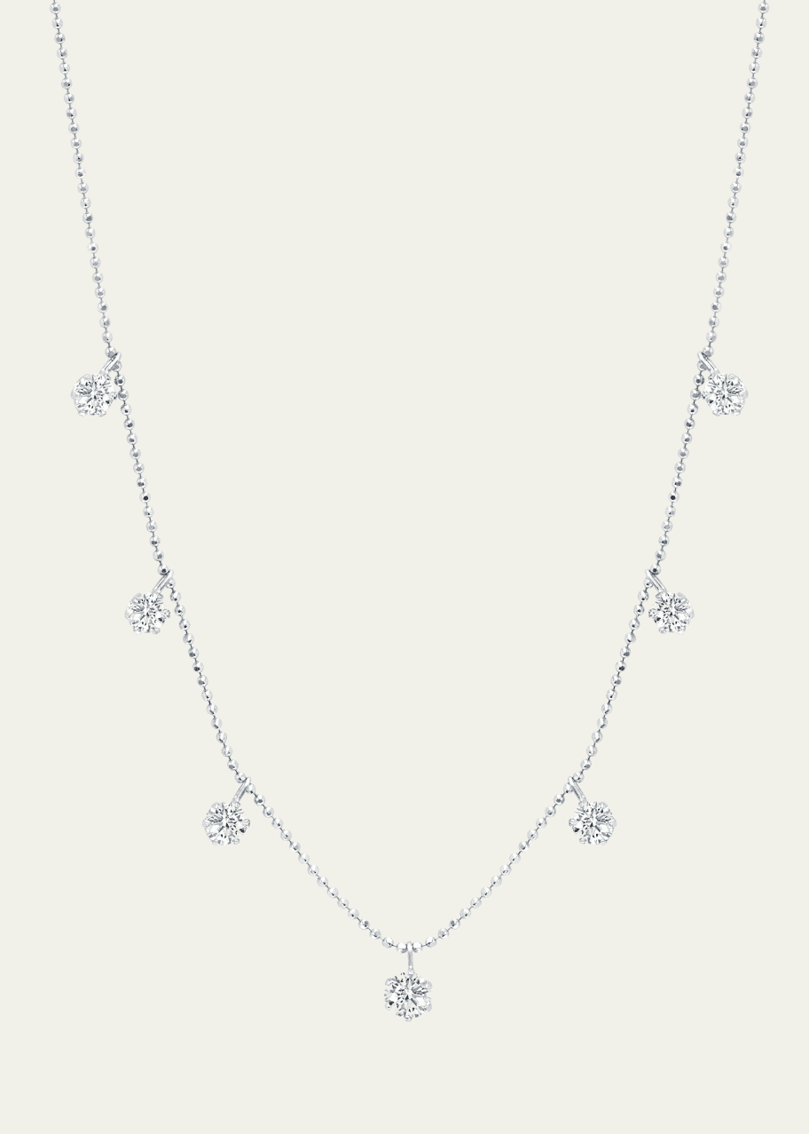 Image 1 of 1: 18K White Gold Medium Floating Diamond Necklace
