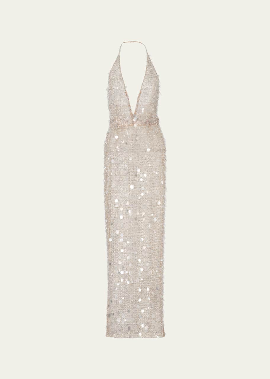 halter criss cross dress Atria Criss-Cross Halter Long Prom Dress
