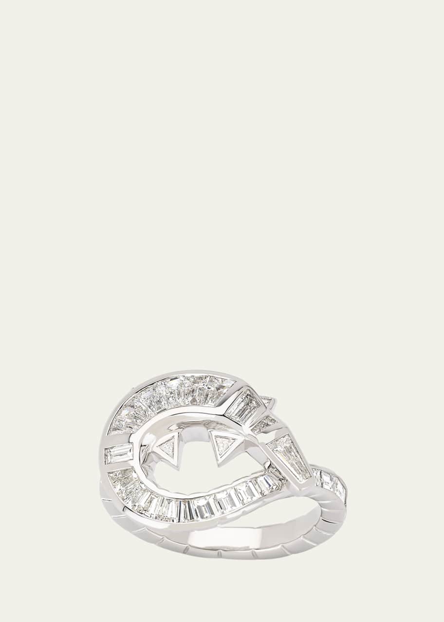 Image 1 of 1: 18K White Gold Diamond Alligator Twist Ring, Size 7