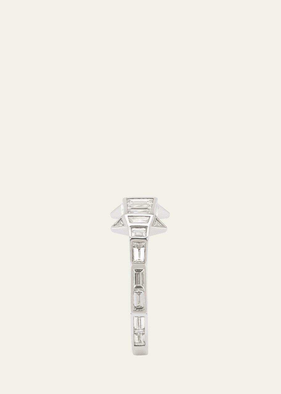 Image 1 of 1: 18K White Gold Diamond Alligator Ring, Size 7