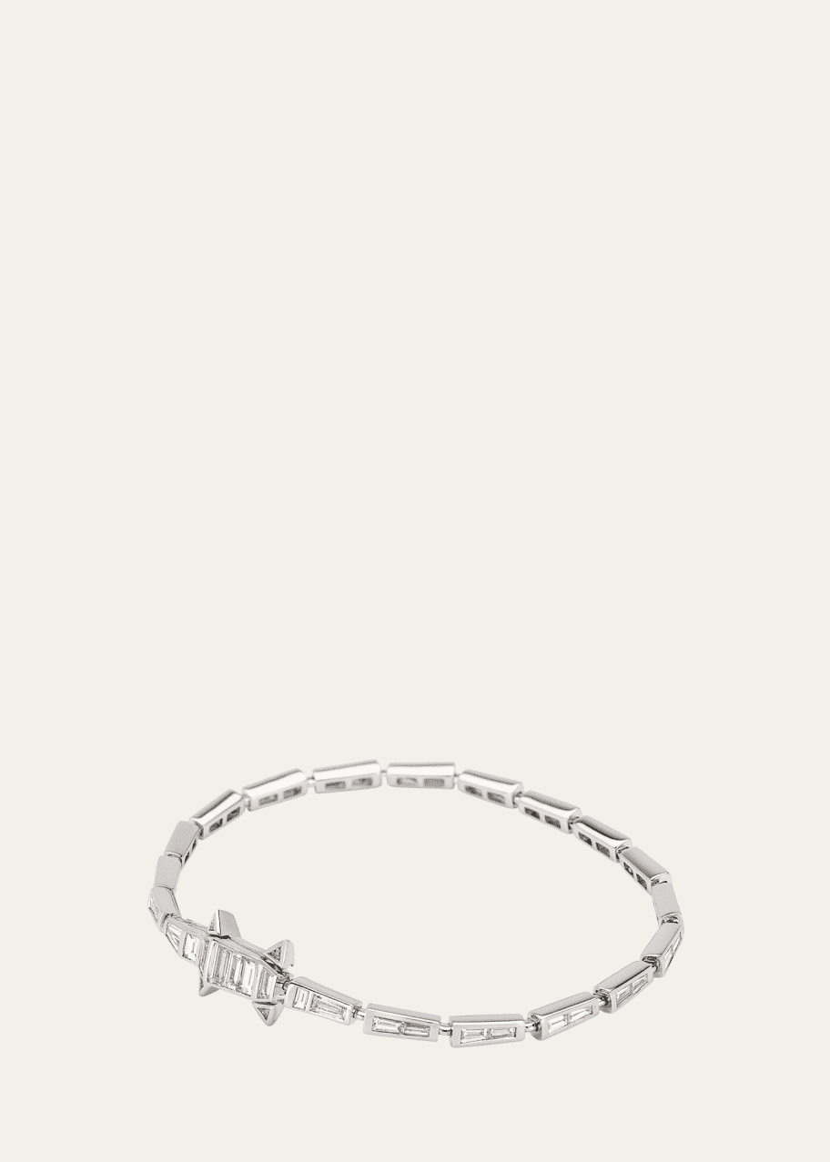 Image 1 of 1: 18K White Gold Diamond Alligator Bracelet