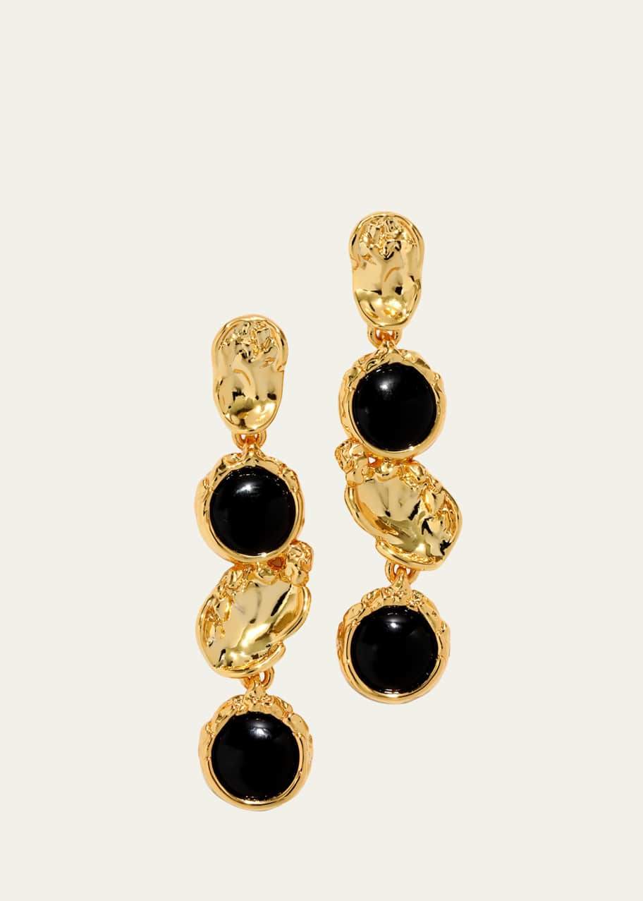 Image 1 of 1: Brut Onyx Coin Linear Post Earrings