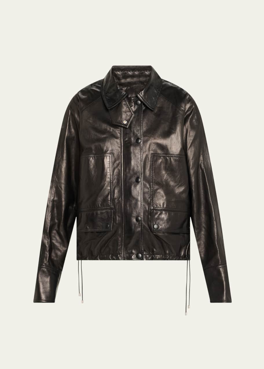 Brandon Maxwell Harper Leather Balloon Jacket - Bergdorf Goodman
