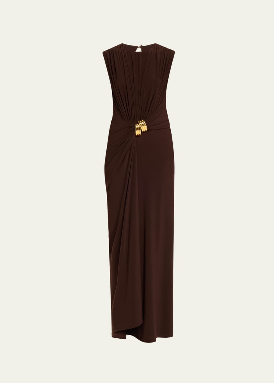 Brandon Maxwell Serena Swirl Draped Midi Dress - Bergdorf Goodman