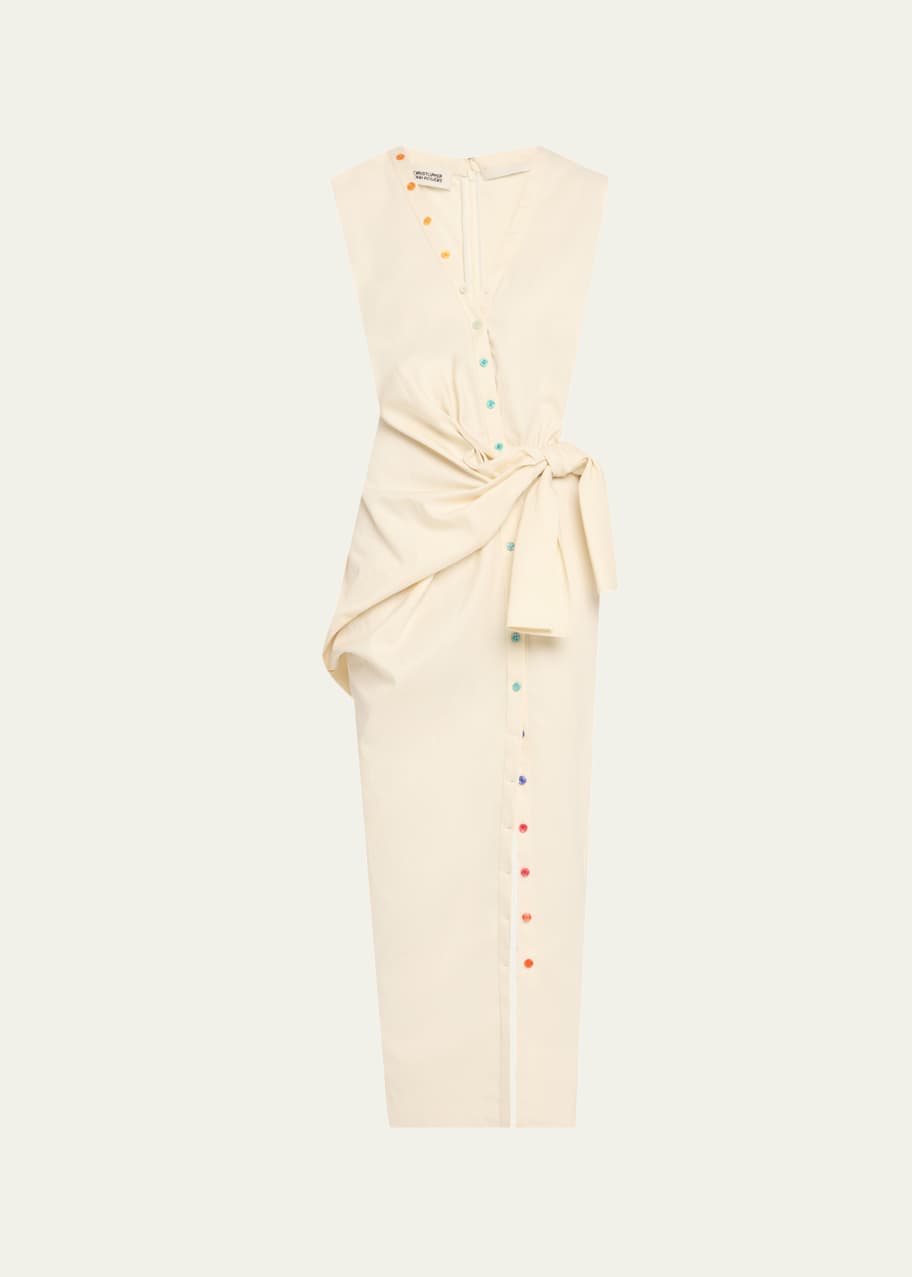 Image 1 of 1: V-Neck Sleeveless Sarong Maxi Shirtdress