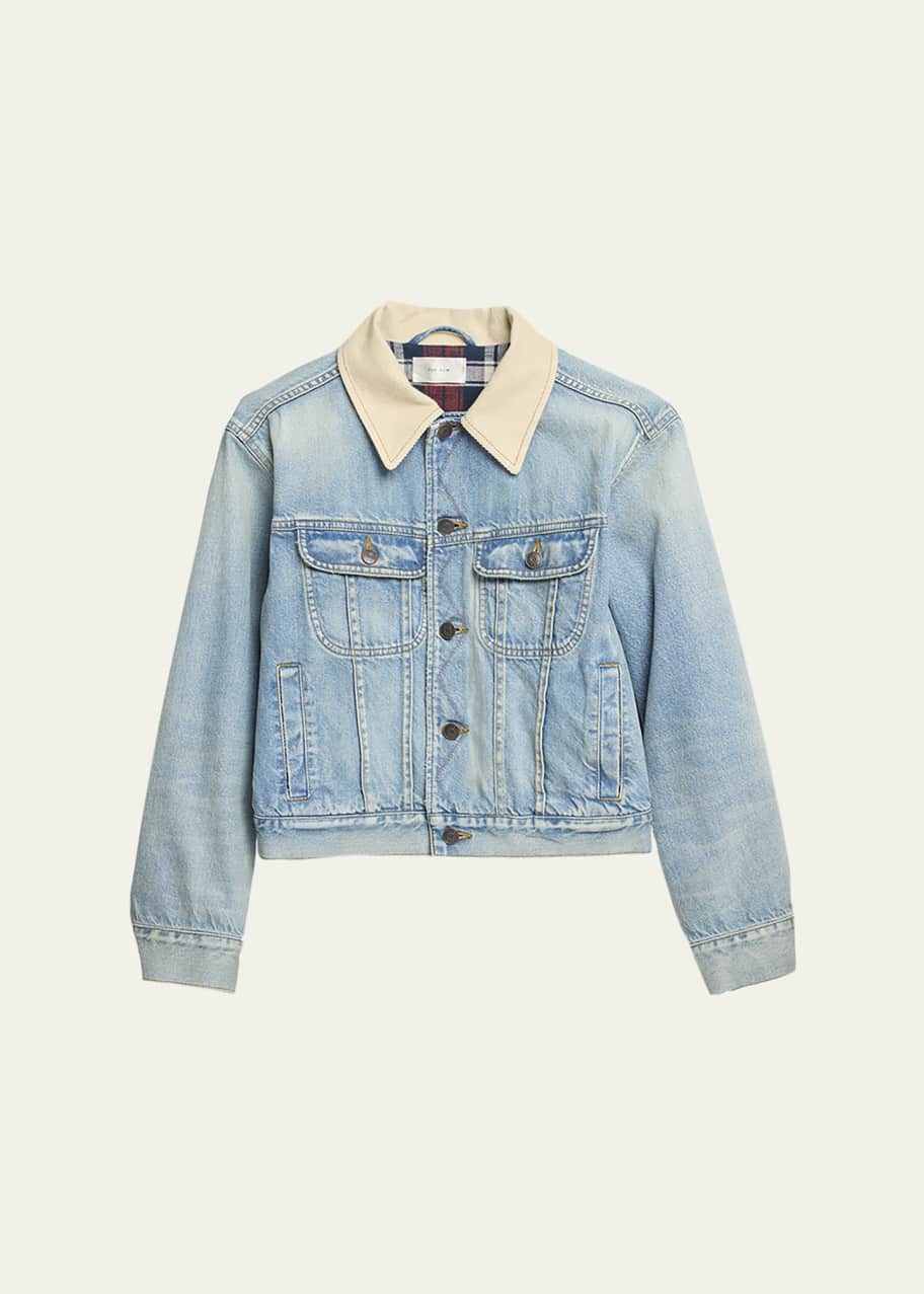 THE ROW Joras Crop Denim Jacket with Corduroy Collar - Bergdorf