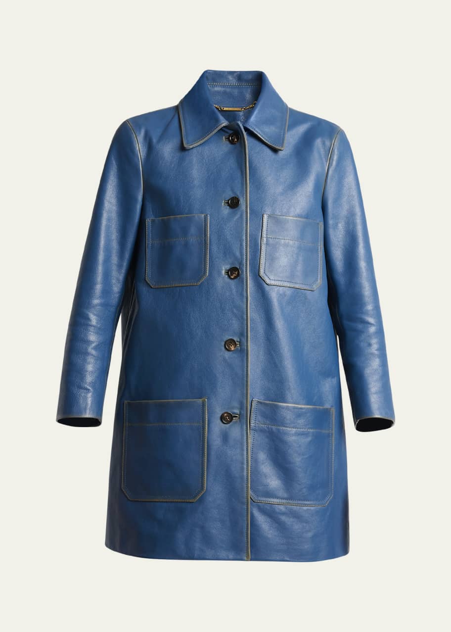 Chloe Leather Bracelet-Sleeve Car Coat - Bergdorf Goodman
