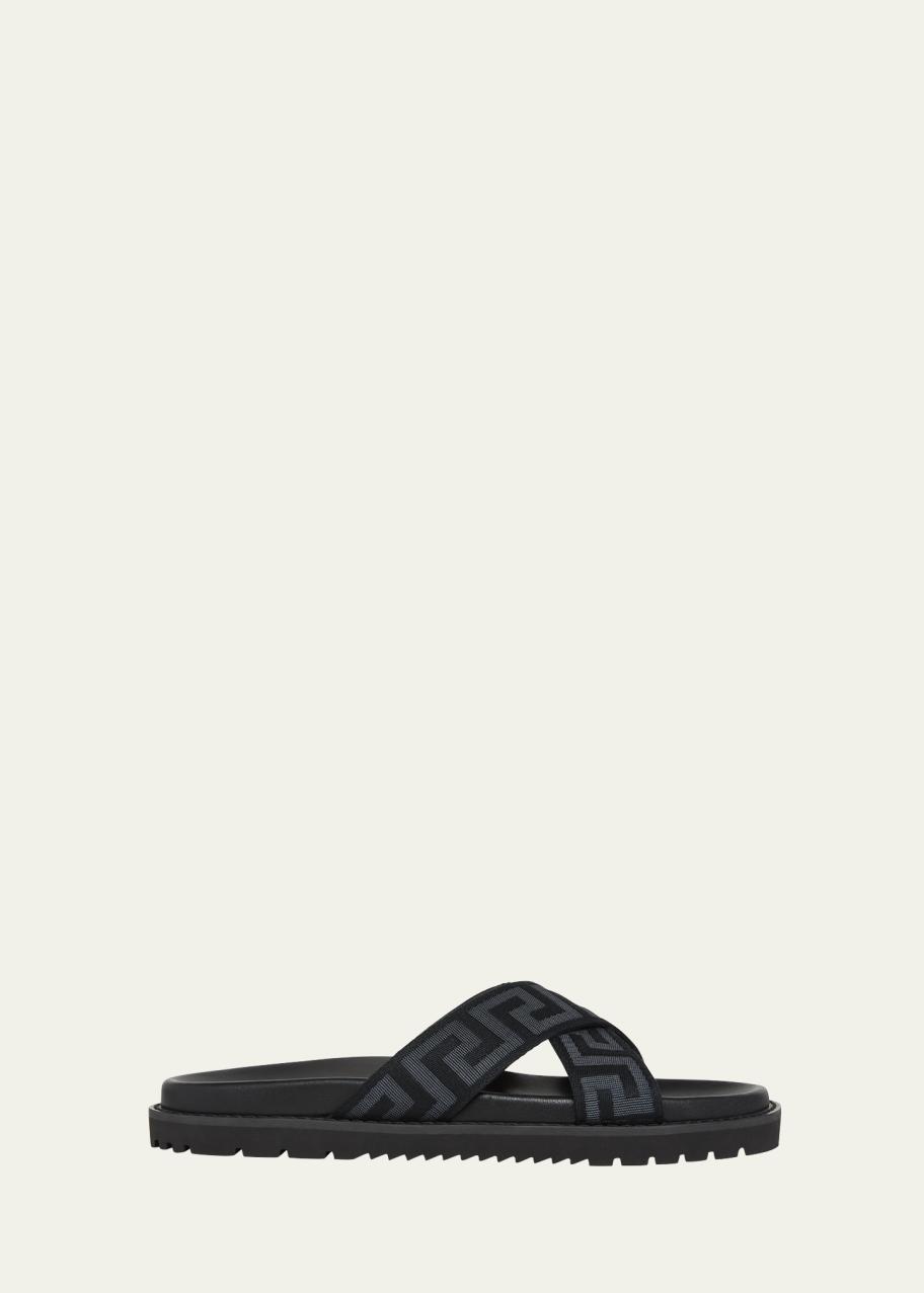 Versace Black Slide Sandals with Greek Key Design Versace Black Medusa Greca Sandals Versace main image 3