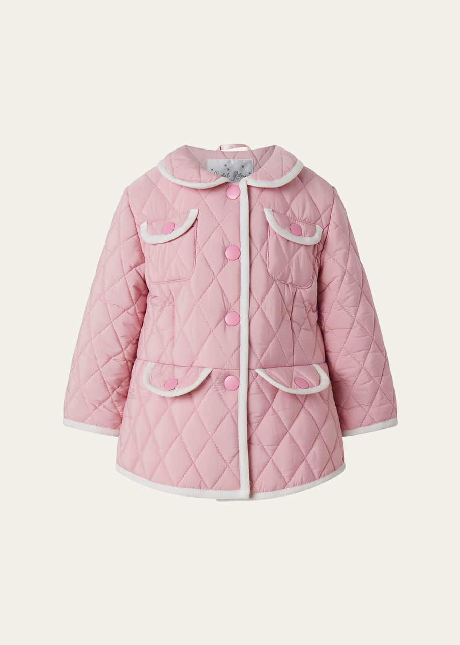 Image 1 of 1: Girl's Two-Tone Quilted Jacket, Size 6M-24M