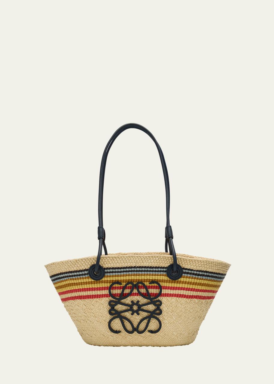 LOEWE x Paula's Ibiza Small Anagram Striped Basket Tote Bag in