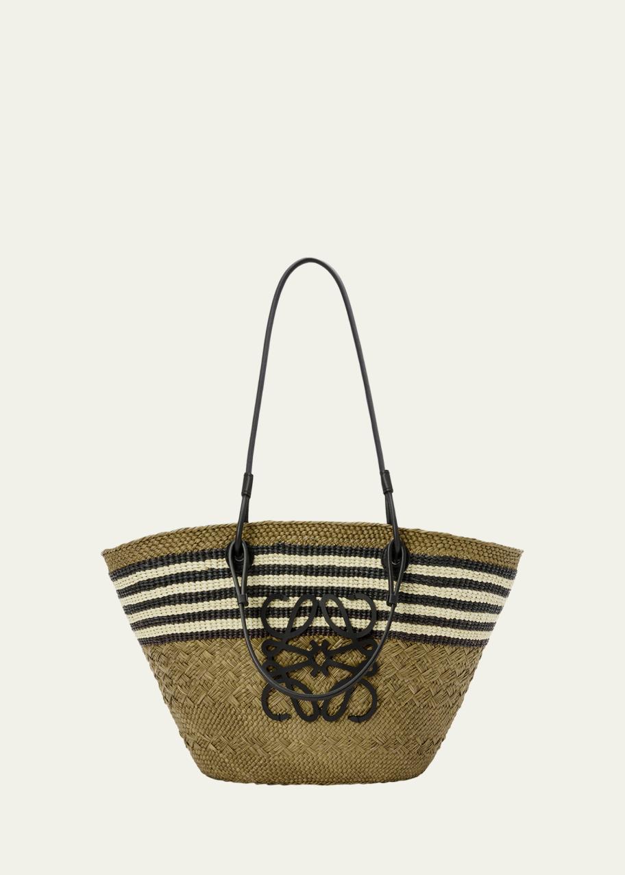 LOEWE ストライプ トートバッグ LOEWE x Paula's Ibiza Medium Anagram Striped Basket Tote Bag in